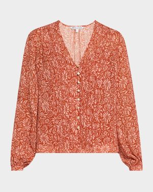 Calvin Printed Long-Sleeve Blouse