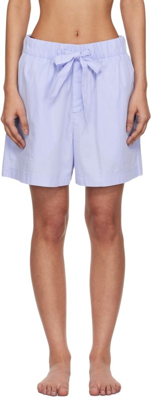 Tekla Blue Poplin Pyjama Shorts