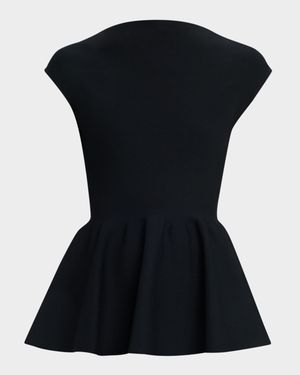 Cap-Sleeve Peplum Top