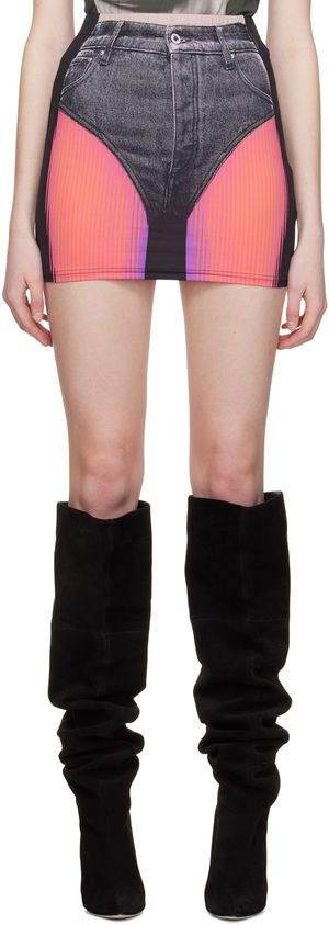 Y/Project Black & Pink Jean Paul Gaultier Edition Trompe L'Oeil Janty Miniskirt