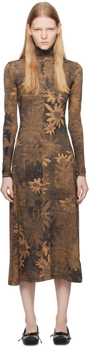 MM6 Maison Margiela Tan Floral Maxi Dress
