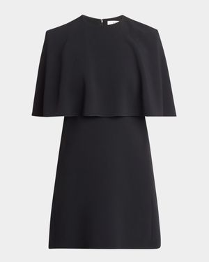 Capelet Crepe Mini Dress