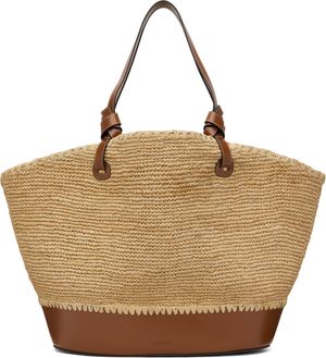 Staud Beige Squillo Raffia Tote