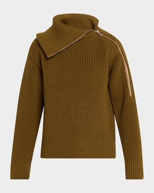 Talim Zipped Wool Turtleneck Sweater
