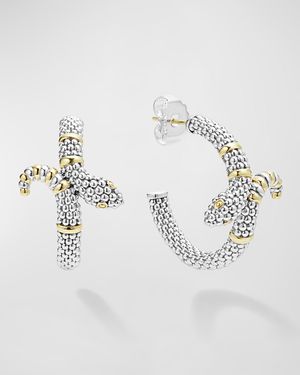Sterling Silver 18K Gold Serpent Hoop Earrings