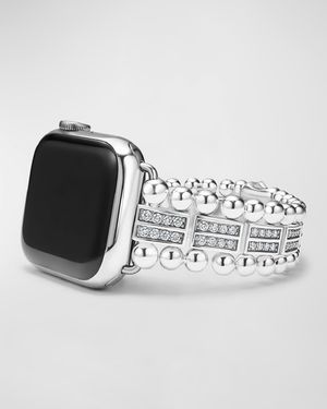 Smart Caviar Sterling Silver Spark Diamond 2 Row 38mm Apple Watch Band