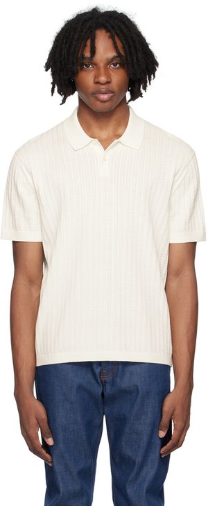Theory Off-White Spread Collar Polo