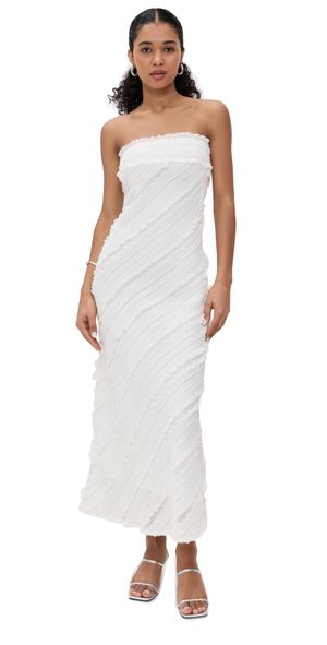 endless rose Strapless Ruffled Maxi Dress White XS