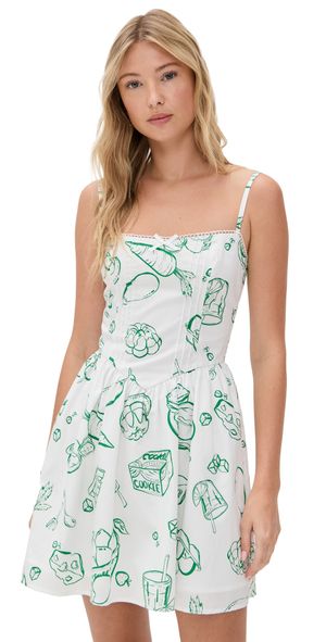 Moon River Spaghetti Strap Mini Dress Green Multi M