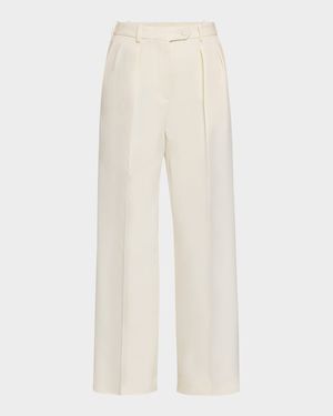 Bart Pleated Taper Leg Wool Trousers