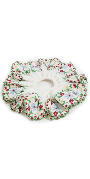 Damson Madder Lulu Embroidered Scrunchie White One Size