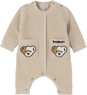 Burberry Baby Beige Thomas Bear Cotton Blend Jumpsuit