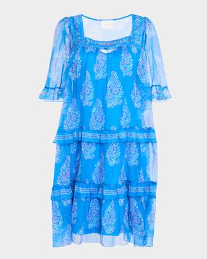 Wrenn Tiered Floral-Print Chiffon Dress