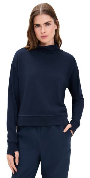 Sweaty Betty After Class Funnel Neck Sweatshirt Navy Blue XS