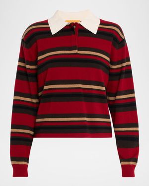 Cashmere Cropped Stripe Rugby Sweater