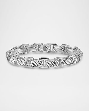 Men's Sculpted Cable Link Bracelet in Silver, 12mm