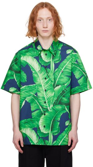 Dolce&Gabbana Green & Navy Printed Shirt