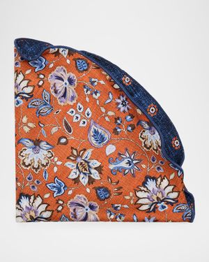 Men's Reversible Floral to Medallion Silk Pocket Circle
