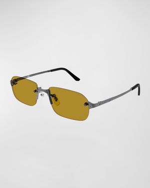 Men's Metal Rimless Rectangle Sunglasses
