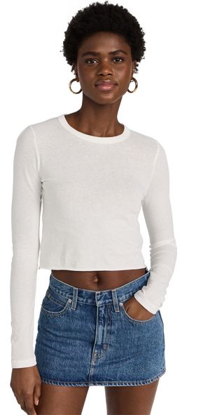SLVRLAKE Long Sleeve Crop Baby Tee Natural White M
