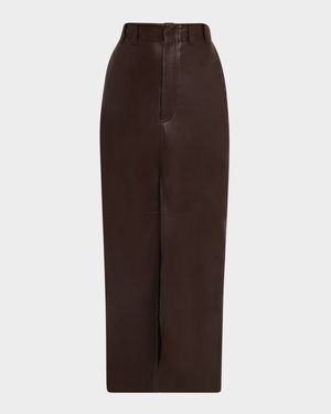 Leather Front-Slit Skirt