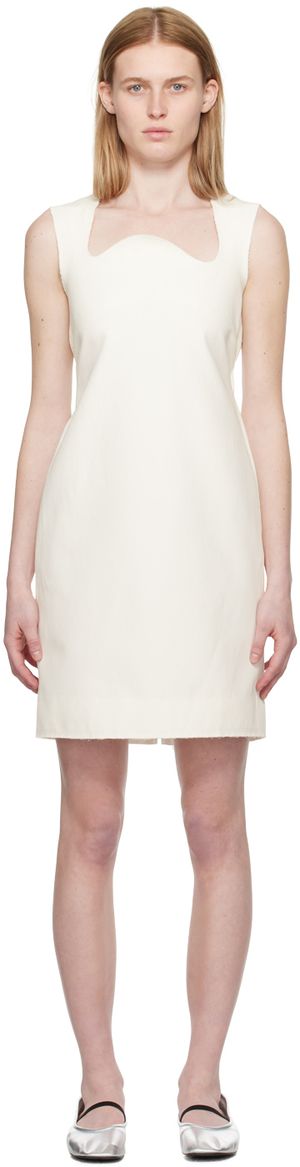 RECTO White Signature Curved Neck Minidress