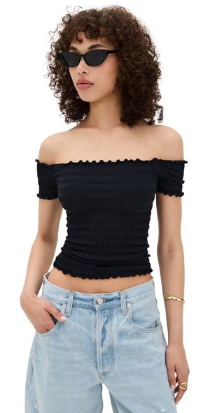 Free People Pucker Up Seamless Tee Black M/L