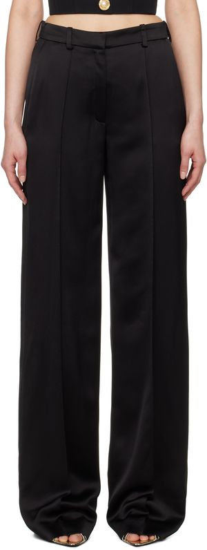 Balmain Black Tailored Satin Straight Trousers