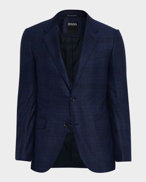 Men's Wool Tonal Plaid Single-Breasted Sport Coat