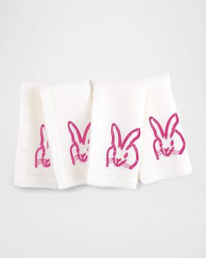 Painted Bunny Embroidered Dinner Napkin