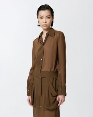 Pinko - Chemisier léger façon bomber - Taille 44 - Vert