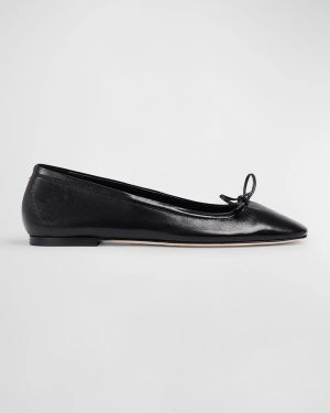 Delfina Leather Bow Ballerina Flats
