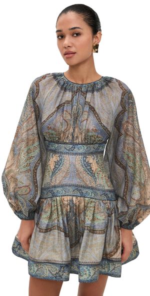 Zimmermann Wanderlust Mini Dress Tapestry Blue Multi 0P