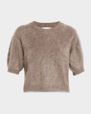 Juniper Brushed Cashmere Short-Sleeve Sweater