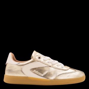 0'105 - Baskets basses métallisées en cuir - Taille 41 - Doré