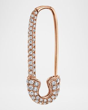 18K Rose Gold Diamond Safety Pin Earring, Single (Right)