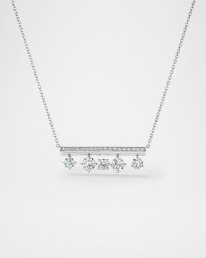 18K White Gold Barre Floating Diamond Pave Pendant Necklace