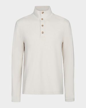 Men's Cotton Four-Button Mock Neck Sweater