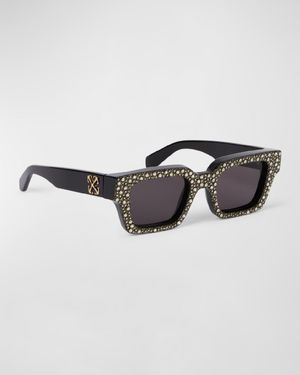 Men's Virgil Crystal and Acetate Rectangle Sunglasses