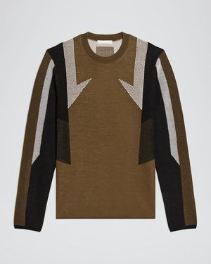 Men's Wool Mesh Paneled Sweater