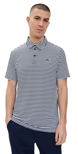 Lacoste Regular Fit UV Protect Golf Polo Shirt Navy Blue/White L