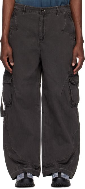 Professor.E Pantalon cargo Oteroi noir à sangles