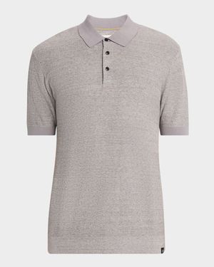 Men's Waffle Stitch Dropped Shoulder Polo Sweater