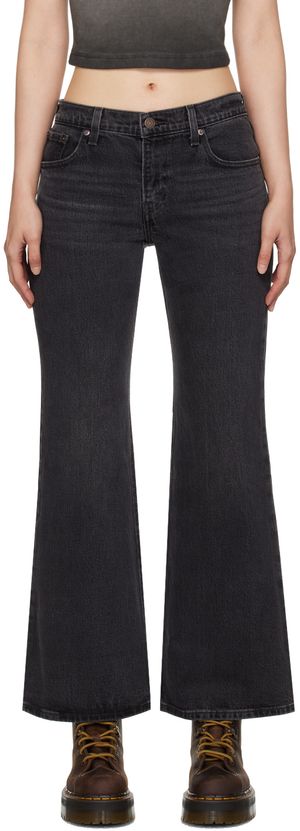 Levi's Black Middy Ankle Flare Jeans