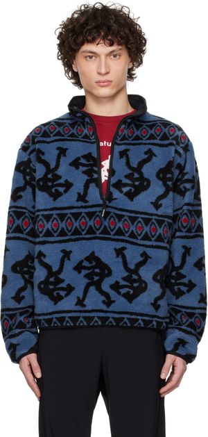 District Vision Blue Half-Zip Pile Fleece Jacket