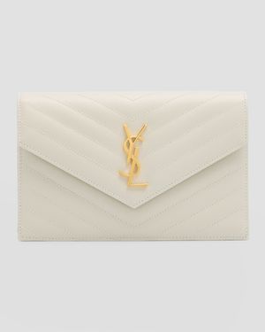 YSL Monogram Small Wallet on Chain in Grained Leather