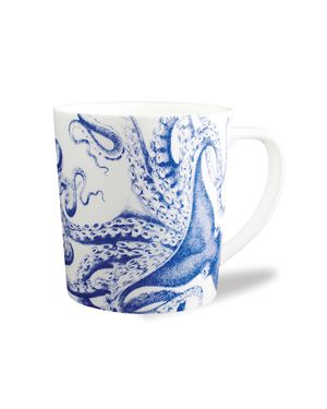 Blue Lucy Wide Mug, Set of 4