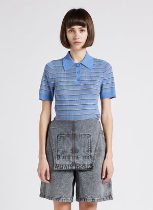 Levi's - Polo moulant en coton à rayures - Taille L - Bleu