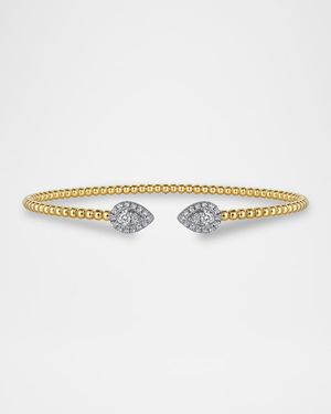 14K White and Yellow Gold Diamond Pear Shape Bujukan Bangle