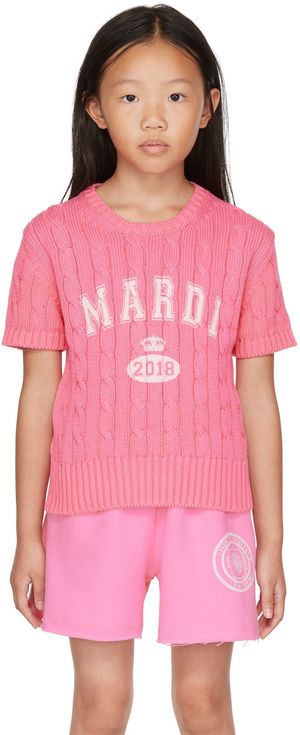 Mardi Mercredi Les Petits Enfant | Pull rose à logo rétro